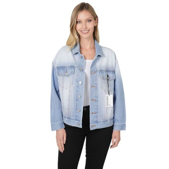 NWT OVERSIZED DENIM JACKET LIGHT BLUE - Picture 7 of 9